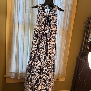 INC International Concepts Navy & White Printed Halter Maxi Dress